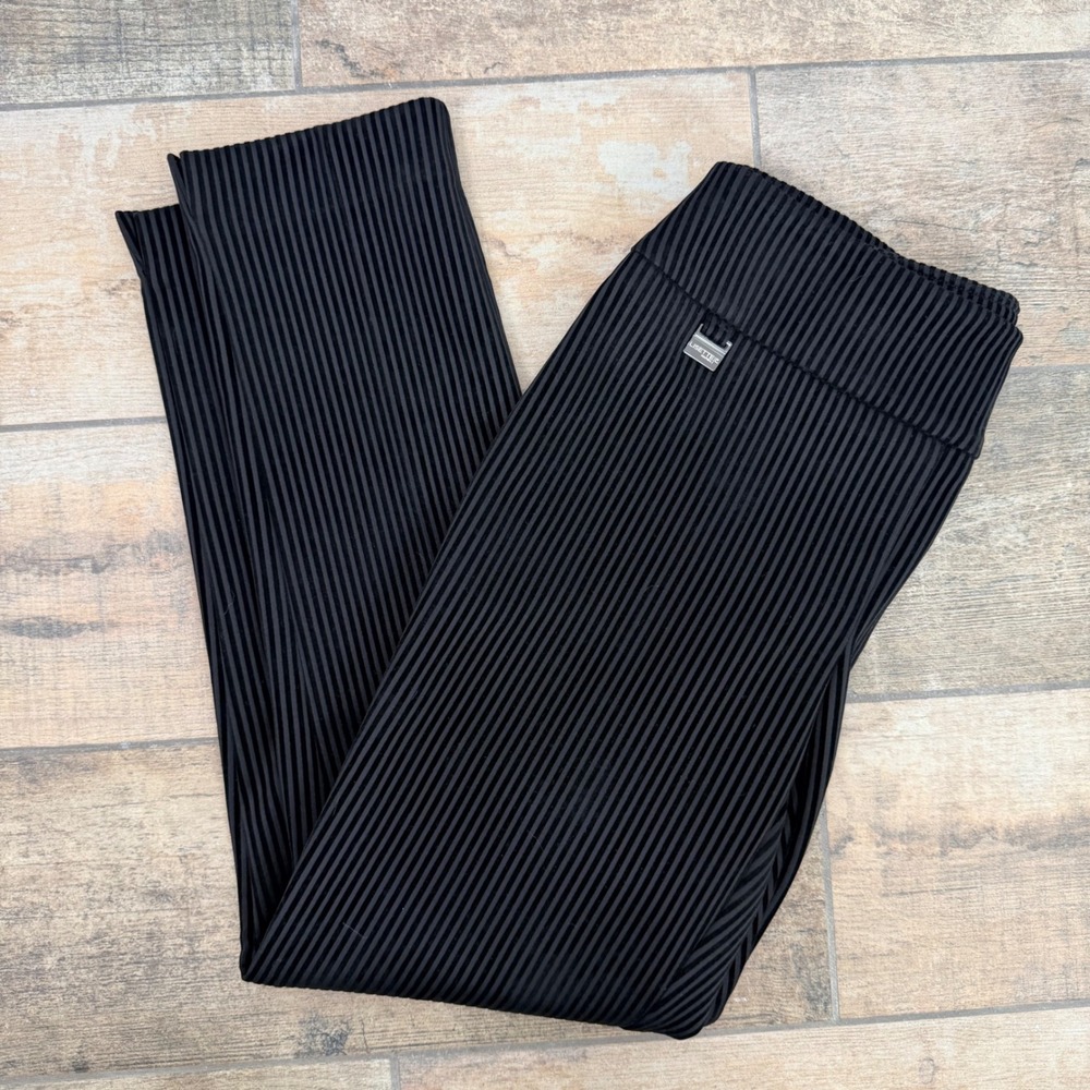 Lisette L Montreal Black Striped Textured Pull On Velvet Pants 8 Made in Canada